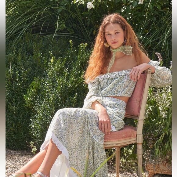 Love Shack Fancy Dorabella Crop Top - Picture 2 of 12